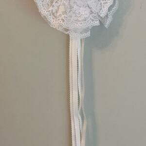 1st Communion White Lace Hair Ribbon Bow Barrette
